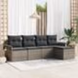 vidaXL Ensemble de canapé de jardin 5 pièces avec coussins gris en poly rotin