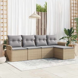 Vidaxl - Ensemble De Canapé De Jardin 5 Pcs Beige Poly Rotin