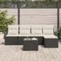 vidaXL Ensemble de canapé de jardin 5 pièces avec coussins en rotin synthétique marron