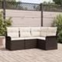 vidaXL Ensemble de canapé de jardin 4 pièces avec coussins en poly rattan marron