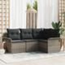 vidaXL Ensemble de canapé de jardin 4 pièces avec coussins gris en poly rotin