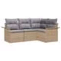 vidaXL Ensemble de canapé de jardin 4 pièces avec coussins Beige poly rattan