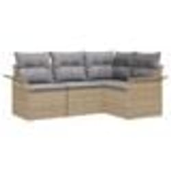 vidaXL Ensemble de canapé de jardin 4 pièces avec coussins Beige poly rattan