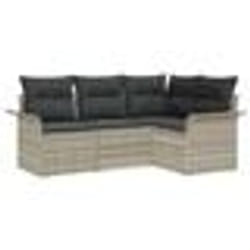 vidaXL Ensemble de 4 pièces de Canapé de Jardin avec Coussins Gris clair Poly Rattan