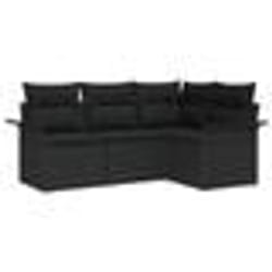 vidaXL Ensemble de Canapé de Jardin 4 Pièces avec Coussins Noir Rotin Poly