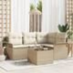 vidaXL Ensemble de canapé de jardin de 5 pièces avec coussins Rotin poly marron