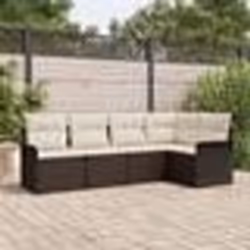 vidaXL Ensemble de canapé de jardin 5 pièces avec des coussins en rotin marron