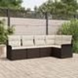 vidaXL Ensemble de canapé de jardin 5 pièces avec des coussins en rotin marron