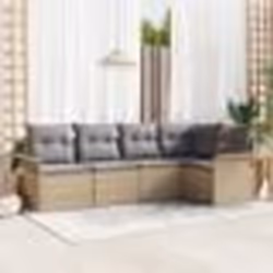 vidaXL Canapé de jardin 5 pièces avec coussins beige en poly rattan
