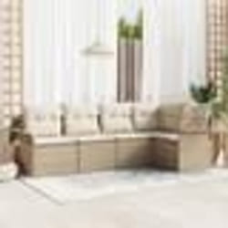 vidaXL Ensemble de canapé de jardin 5 pièces avec des coussins beige en poly rattan