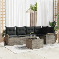 vidaXL Salon de jardin 5 pièces avec coussins en poly rattan noir.