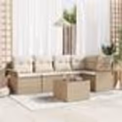 vidaXL Ensemble de salon de jardin 6 pièces avec des coussins en poly rattan brun