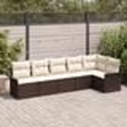 vidaXL Ensemble de canapé de jardin 6 pièces avec coussins en poly rattan marron