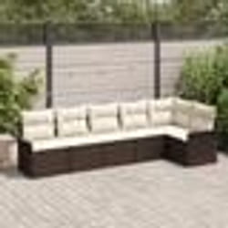 vidaXL Ensemble de canapé de jardin 6 pièces avec coussins en poly rattan marron