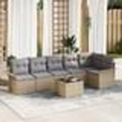 vidaXL Ensemble de jardin 7 pièces avec coussins en poly rotin noir