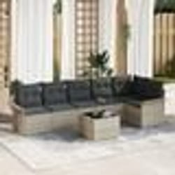 vidaXL Set de salon de jardin 7 pièces avec coussins - Rattan poly gris