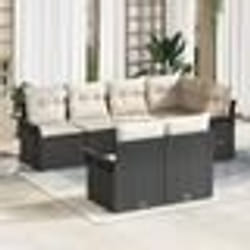 vidaXL Ensemble de jardin 7 pièces avec coussins - Rattan synthétique noir