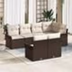 vidaXL Ensemble de canapés de jardin 7 pièces avec coussins en rattan synthétique marron