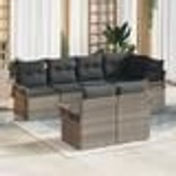 vidaXL Set de canapé de jardin 7 pièces avec coussins - Poly rotin gris