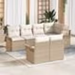 vidaXL Ensemble de canapés de jardin 7 pièces avec coussins, en rotin beige.