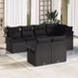 vidaXL Ensemble de jardin 7 pièces avec coussins - Rattan synthétique noir