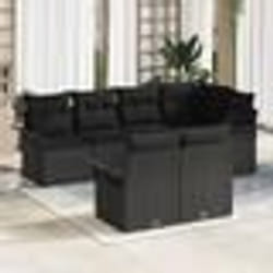 vidaXL Ensemble de jardin 7 pièces avec coussins - Rattan synthétique noir