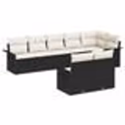 vidaXL Set de canapé de jardin 8 pièces avec coussins Noir Poly Rotin