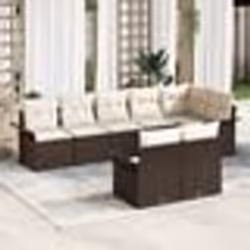 vidaXL Ensemble de canapés de jardin 8 pièces Chocolat Rotin synthétique avec coussins