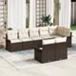 vidaXL Ensemble de canapés de jardin 8 pièces Chocolat Rotin synthétique avec coussins