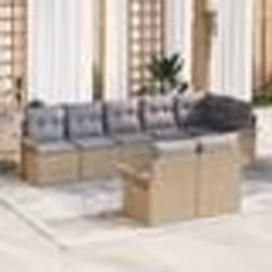vidaXL Ensemble de canapé de jardin 8 pièces avec coussins Beige Poly Rattan