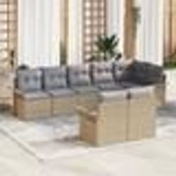 vidaXL Ensemble de canapé de jardin 8 pièces avec coussins Beige Poly Rattan