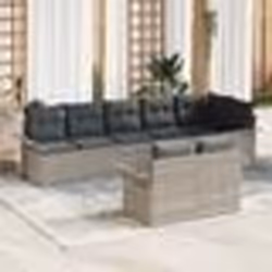 vidaXL Set de canapé de jardin 8 pièces avec coussins Gris clair Poly Rattan