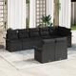vidaXL Ensemble de canapé de jardin 8 pièces avec coussins noirs en poly rattan
