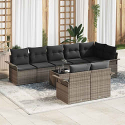 vidaXL Ensemble de canapé de jardin 8 pièces avec coussins en poly rattan noir