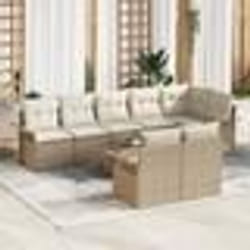 vidaXL Ensemble de canapé de jardin de 9 pièces avec coussins en rattan poly marron