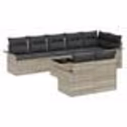 vidaXL Set de Canapé de Jardin 9 Pièces avec Coussins Gris Rattan Poly