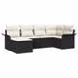 vidaXL Ensemble de canapé de jardin 6 pièces avec coussins Noir Rattan Poly