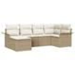 vidaXL Set de canapé de jardin 6 pièces avec coussins Beige Rotin synthétique