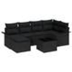 vidaXL Ensemble de canapé de jardin 7 pièces avec coussins beiges en rattan poly
