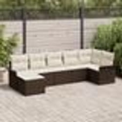 vidaXL Ensemble de Canapé de Jardin 7 Pièces avec Coussins Marron Rattan Polyéthylène