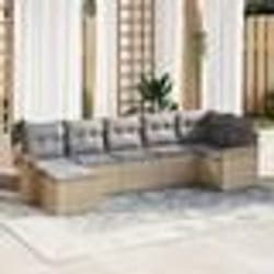 vidaXL Ensemble de canapé de jardin 7 pièces avec coussins Beige Poly Rattan