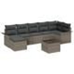 vidaXL Ensemble de canapé de jardin 7 pièces avec coussins en poly rotin noir