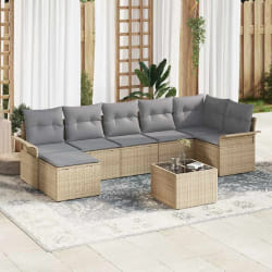 vidaXL Ensemble de Canapé de Jardin avec Coussins Noirs en Poly Rattan
