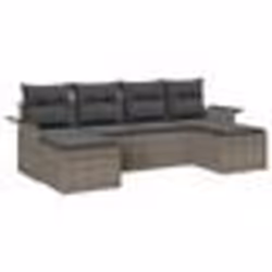 vidaXL Ensemble de Canapés de Jardin de 6 Pièces avec Coussins Gris Poly Rattan