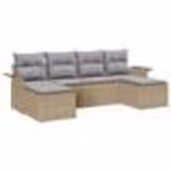 vidaXL Ensemble de canapé de jardin 6 pièces avec coussins beige en rattan synthétique