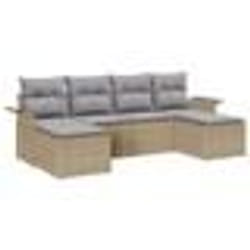 vidaXL Ensemble de canapé de jardin 6 pièces avec coussins beige en rattan synthétique