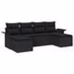 vidaXL Ensemble de Canapés de Jardin 6 Pièces avec Coussins Noir Poly Rattan