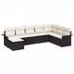 vidaXL Canapé de jardin 8 pièces avec coussins en rotin poly noir