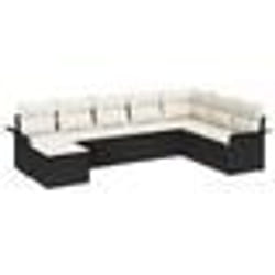 vidaXL Canapé de jardin 8 pièces avec coussins en rotin poly noir
