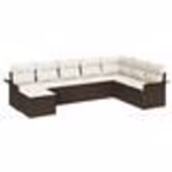 vidaXL Ensemble de canapé de jardin 8 pièces avec coussins en poly rotin marron